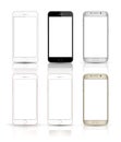 New realistic mobile phone smartphone collection mockups Royalty Free Stock Photo