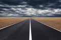 Asphalt street road to infinity highway in cloudy day. Royalty Free Stock Photo