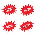 New red button, stamp set. New sale icon. New red labels. Royalty Free Stock Photo