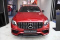 New red car Mercedes-AMG GLC 43 4MATIC. Moscow. Shopping center