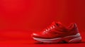 New red pair athletic run lifestyle shoe sneakers style sporting footwear background fashion