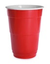 New red plastic cup on white background Royalty Free Stock Photo