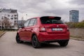 New red Skoda Fabia Monte Carlo edition. 2019. edition. Modern Skoda car. Car technology Royalty Free Stock Photo