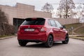 New red Skoda Fabia Monte Carlo edition. 2019. edition. Modern Skoda car. Car technology Royalty Free Stock Photo