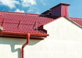 New red tiled roof with gutter Royalty Free Stock Photo
