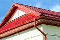 New red tiled roof with gutter Royalty Free Stock Photo