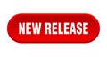 new release button. rounded sign on white background Royalty Free Stock Photo