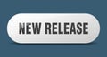 new release button. sticker. banner. rounded glass sign Royalty Free Stock Photo