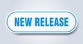 new release sign. rounded isolated button. white sticker Royalty Free Stock Photo