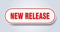new release sign. rounded isolated button. white sticker Royalty Free Stock Photo
