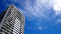 New residential apartment building and blue sky