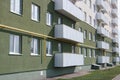 New residential building elements are made in white and green colors