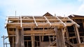 New residential construction home . the construction of a frame wooden house Royalty Free Stock Photo