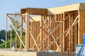 new residential construction home framing against a blue sky Royalty Free Stock Photo