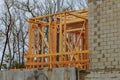 New residential home framing interior view construction new house Royalty Free Stock Photo