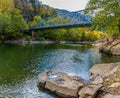 The New River Flowing Under The Old Fayette Station Bridge Royalty Free Stock Photo