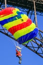 New River Gorge Bridge Colorful Base Jumper Royalty Free Stock Photo