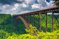 The New River Gorge Bridge, seen from the Canyon Rim Visitor Center Overlook, West Virginia. Royalty Free Stock Photo