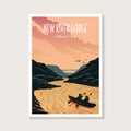 New River Gorge National Park poster illustration, river kayak scenery poster Royalty Free Stock Photo