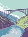 New River Gorge National Park and Preserve in the Appalachian Mountains in West Virginia USA WPA Poster Art