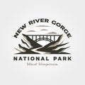 new river gorge travel logo design with bridge vector symbol illustration design