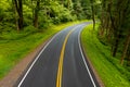 New road. Fresh asphalt on highway or freeway. Empty without traffic of car or truck roadway. Yellow double solid line Royalty Free Stock Photo