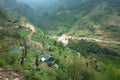 New road and house in Kharikhola village in Himalaya mountains