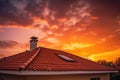 new roof with sunset in the background, showcasing beautiful sky