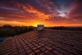 new roof with sunset in the background, showcasing beautiful sky