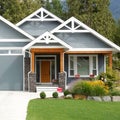 House Exterior Blue Siding One Level Home Rancher Royalty Free Stock Photo