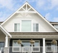 House Home Exterior White Siding Porch Railing Royalty Free Stock Photo