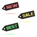 NEW. SALE. BEST. Colorful price tag icon with colored shadow. Vector Royalty Free Stock Photo