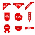 New,sale,hot price ribbons. Corner banner, new tag labels. Royalty Free Stock Photo