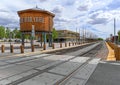 The New Santa Fe railway yard stands idle. Royalty Free Stock Photo