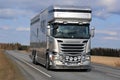 New Scania Horsebox Truck on the Road Royalty Free Stock Photo