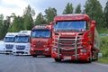 New Scania R730 and Mercedes-Benz Show Trucks Royalty Free Stock Photo