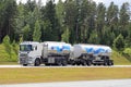 New Scania R500 Milk Tank Truck on Motorway at Summer Royalty Free Stock Photo