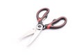 New scissor with red and black color on handle isolated on white Royalty Free Stock Photo