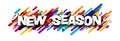 New season sign over colorful brushstrokes background