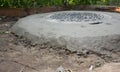 New septic tank hole. Sewer tank hole installation for house outdoors Royalty Free Stock Photo