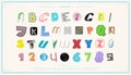 New set of isolated, anonymous style alphabet letters and numbers