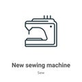 New sewing machine outline vector icon. Thin line black new sewing machine icon, flat vector simple element illustration from Royalty Free Stock Photo