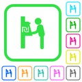 New Shekel cash machine vivid colored flat icons icons