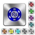 New Shekel casino chip rounded square steel buttons