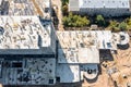 New shopping mall with parking garage under construction. aerial top view Royalty Free Stock Photo