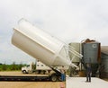 A new silo arriving at a pig farm in farm in canada