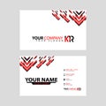 The new simple business card is red black with the KR logo Letter bonus and horizontal modern clean template vector design. Royalty Free Stock Photo