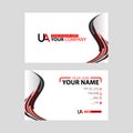 The new simple business card is red black with the UA logo Letter bonus and horizontal modern clean template vector design. Royalty Free Stock Photo