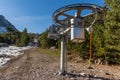 New ski lift in mountains at Haut Asco in Corsica Royalty Free Stock Photo