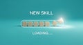New skill loading bar with wooden blocks, symbolizing learning and development progress Royalty Free Stock Photo